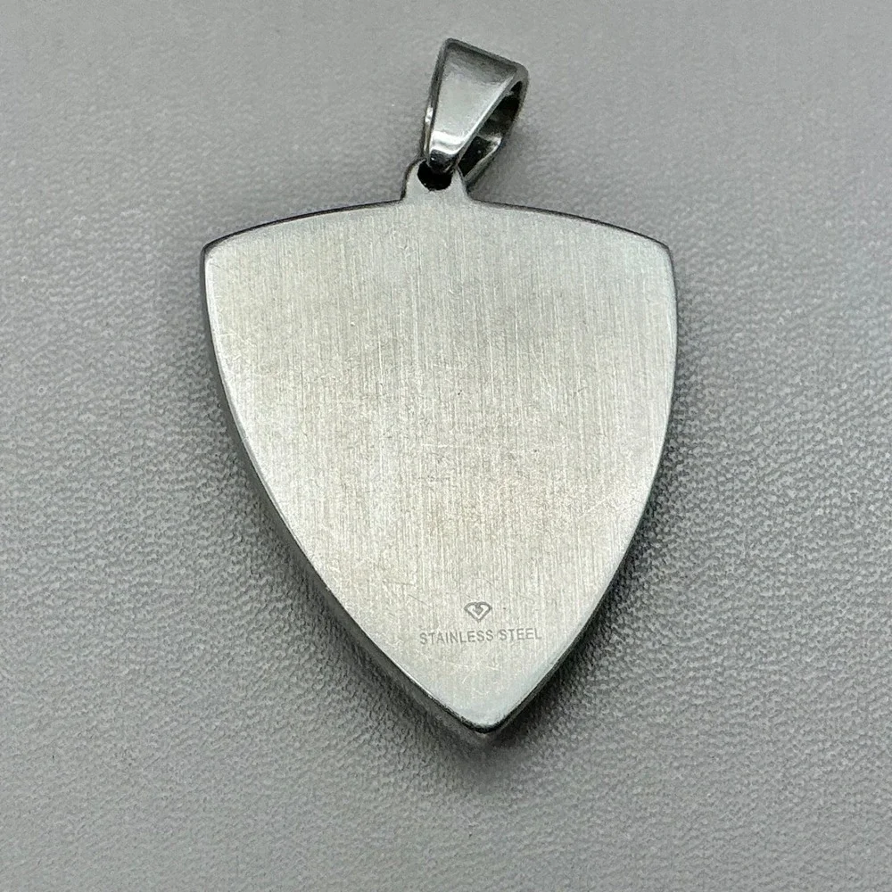 Stainless Steel Bald Eagle American Flag Shield Pendant Gold Tone Patriotic